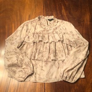 Zara embroidered ruffle top small